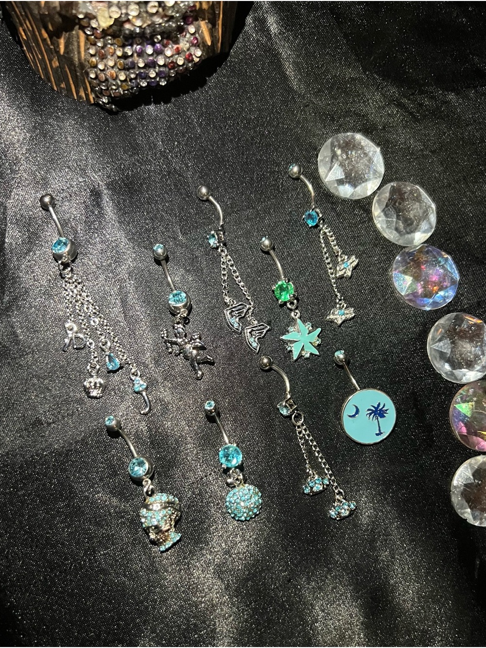 9 Piece Silver Turquoise Belly Button Ring Set - Women Jewelry